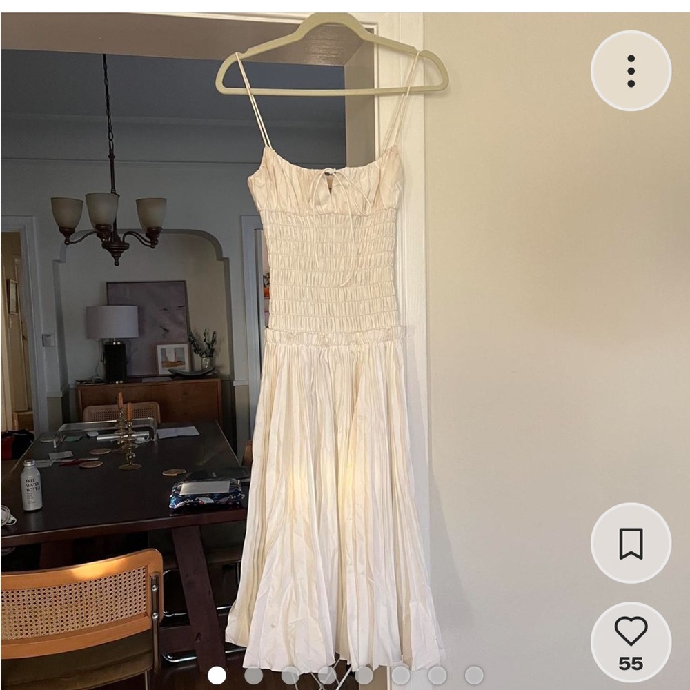 Khaite white pleated dress